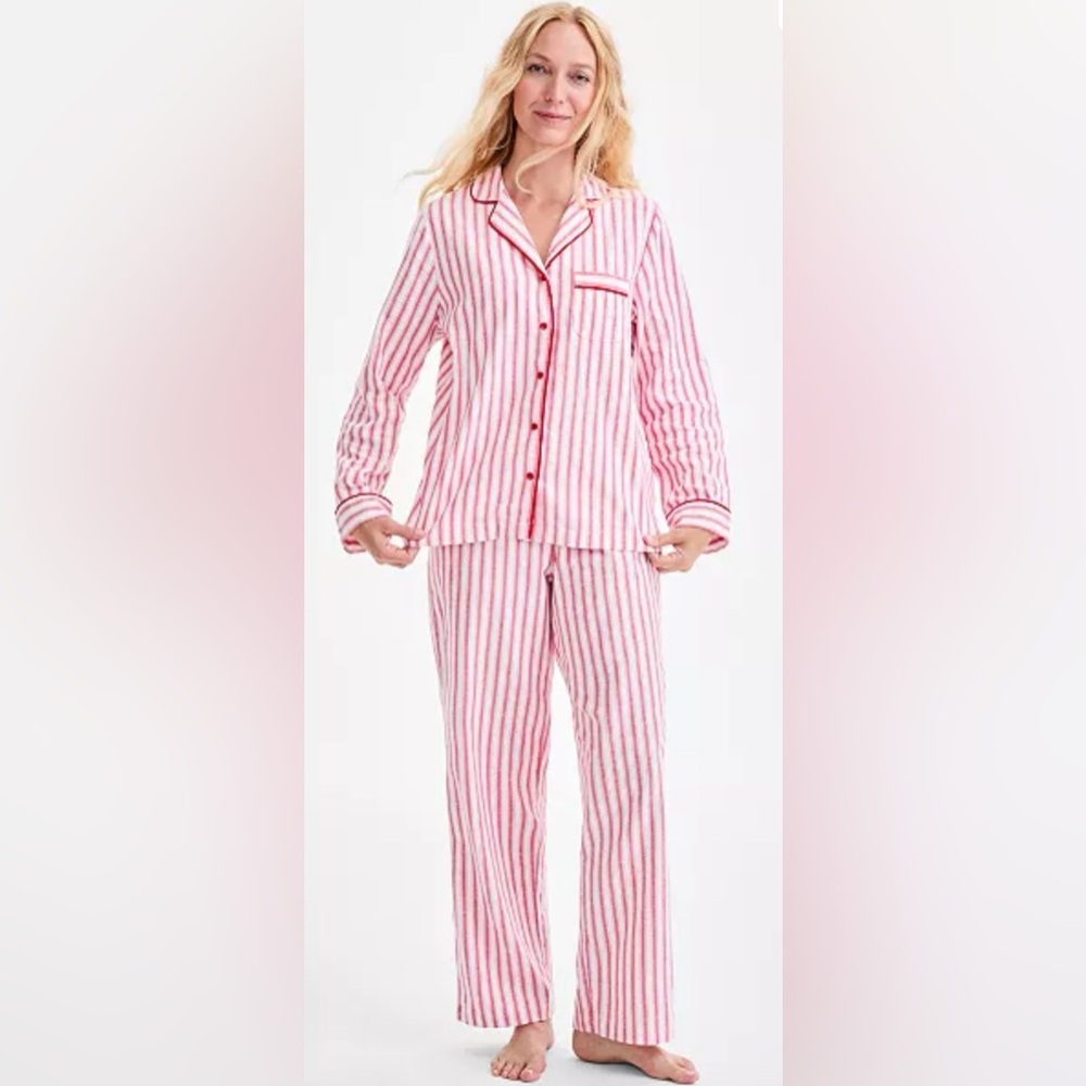 Charter Club Intimates Red Striped Flannel Pajamas PJs Soft Cozy Loungewear Sz S